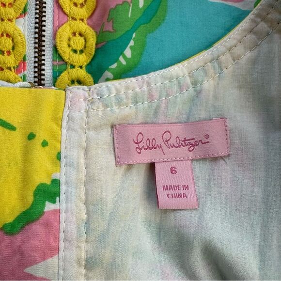 LILY PULITZER Delia Floral Shift Dress in Shorely Big Blue Flirt Size 6 - Picture 5 of 17